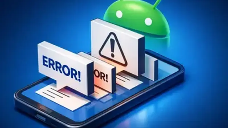 Android phone showing an error warning message