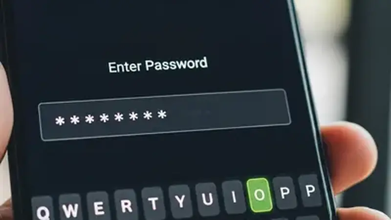 Typing a password on a phone login screen